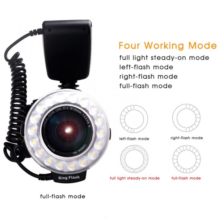 SAMTIAN RF-600D Led Macro Flash LED Ring Speedlight For Canon Nikon Olympus Sony DSLR Cameras 4 Macro Flash LED Ring Speedlight For Canon Nikon Olympus Sony DSLR Cameras