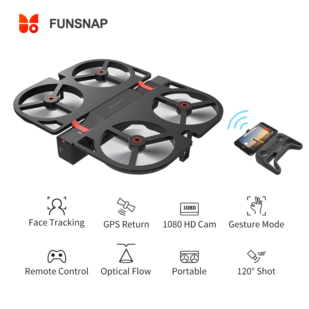 Funsnap iDol FPV RC Drone 4K GPS Quadrupter Professional Drone Camera HD 1080P AI Gesture For Xiaomi Youpin 4K Camera Drones
