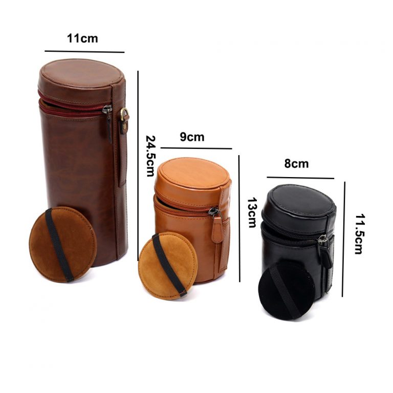 Secure Your Lens in Style with the YKMZGO Protective Camera Lens Case - Premium PU Leather Pouch for Canon, Nikon, Sony, Fuji, Pentax, and Panasonic DSLR Lenses