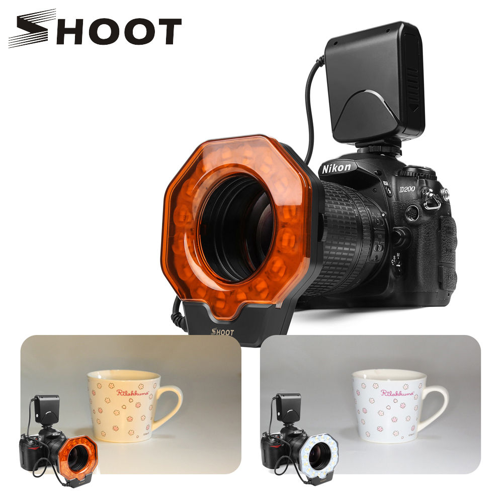 SHOOT for Digtal Camera Led Macro Ring Flash Light for Canon 1300D 6D Nikon D5300 D3400 D7200 D750 Olympus e420 Pentax K50 Dslr