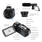 Andoer 4K Ultra HD Camcorder with 18X Digital Zoom & 3.0" Touchscreen - Perfect for Family Events and Travel Vlogging