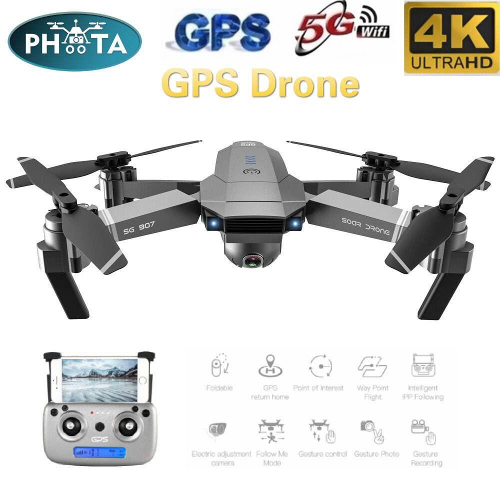 SG907 50X Zoom GPS Drone 4K HD Dual Camera Wide-Angle Anti-shake 5G WIFI FPV RC Quadcopter Foldable Professional GPS Follow Me