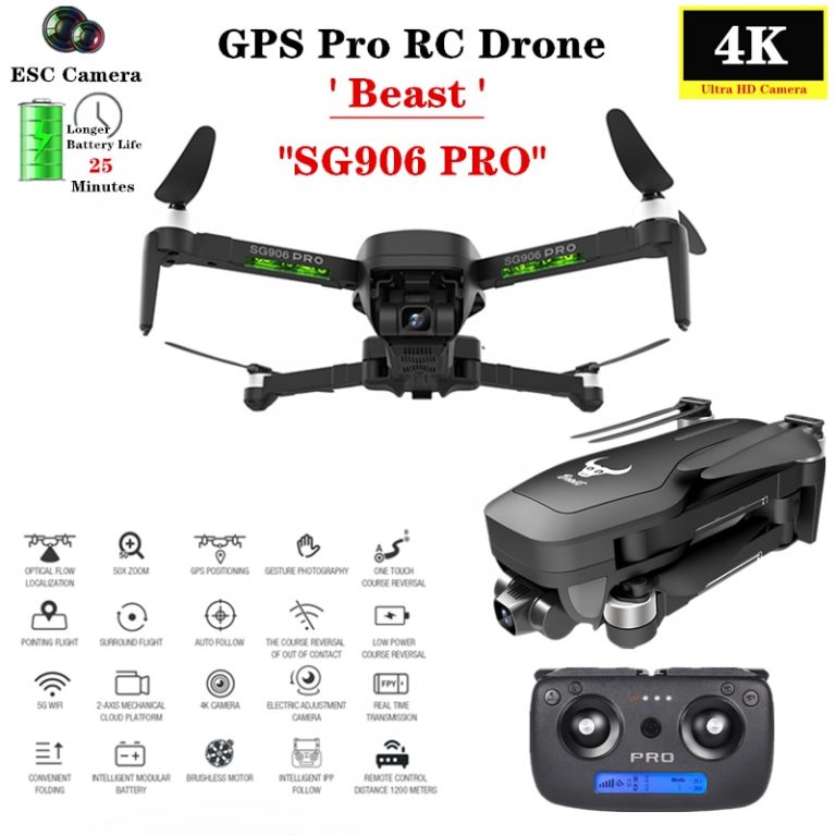 PRO GPS Drone With 2-axis Anti-shake Self-stabilizing Gimbal WiFi FPV 4K