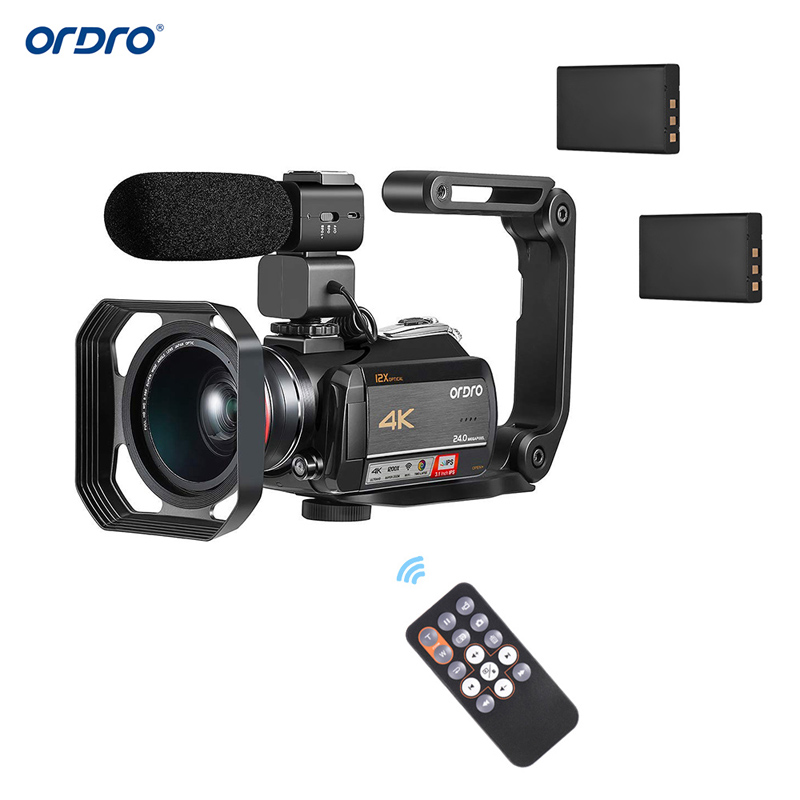 ORDRO 4K WiFi Digital Video Camera Camcorder Recorder DV 24MP IPS Touchscreen Face Detection Anti-shake with 2pcs Batteries