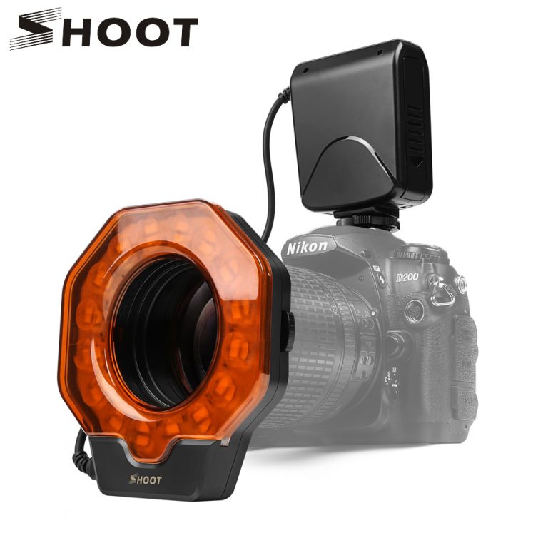 SHOOT Led Macro Ring Flash Light for Canon 650D 6D 5D Nikon D3200 D3500 D5300 D7100 D7500 Olympus e420 Pentax K5 K50 DSLR Camera