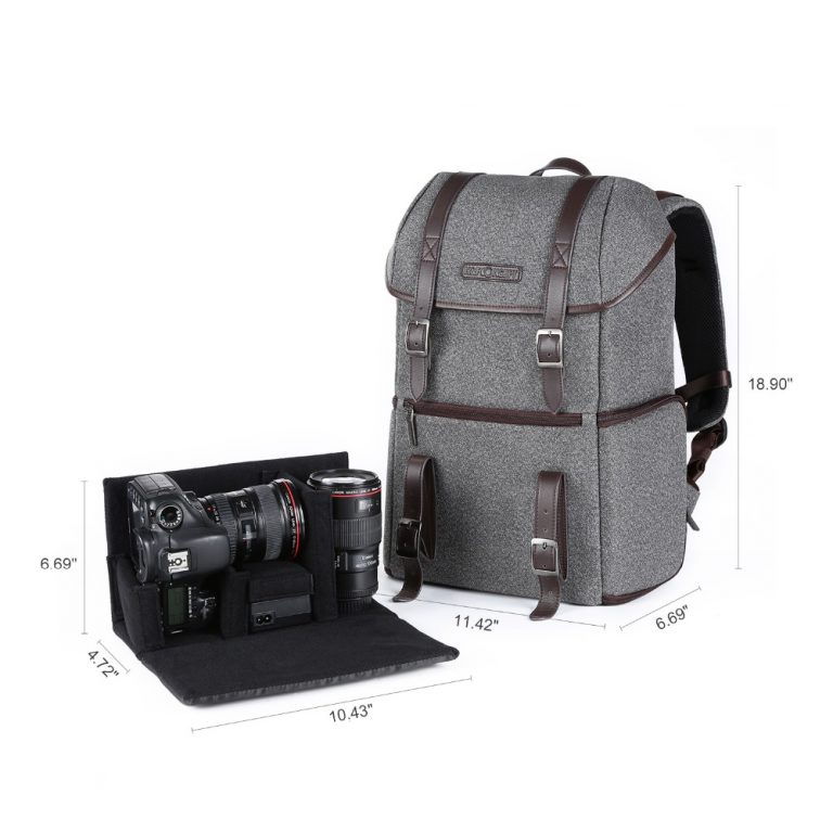 K&F Concept DSLR Camera Backpack Multifunctional Waterproof Nylon Bag with 24L Capacity for 14" Laptop,Camera, Tripod,Lenses and