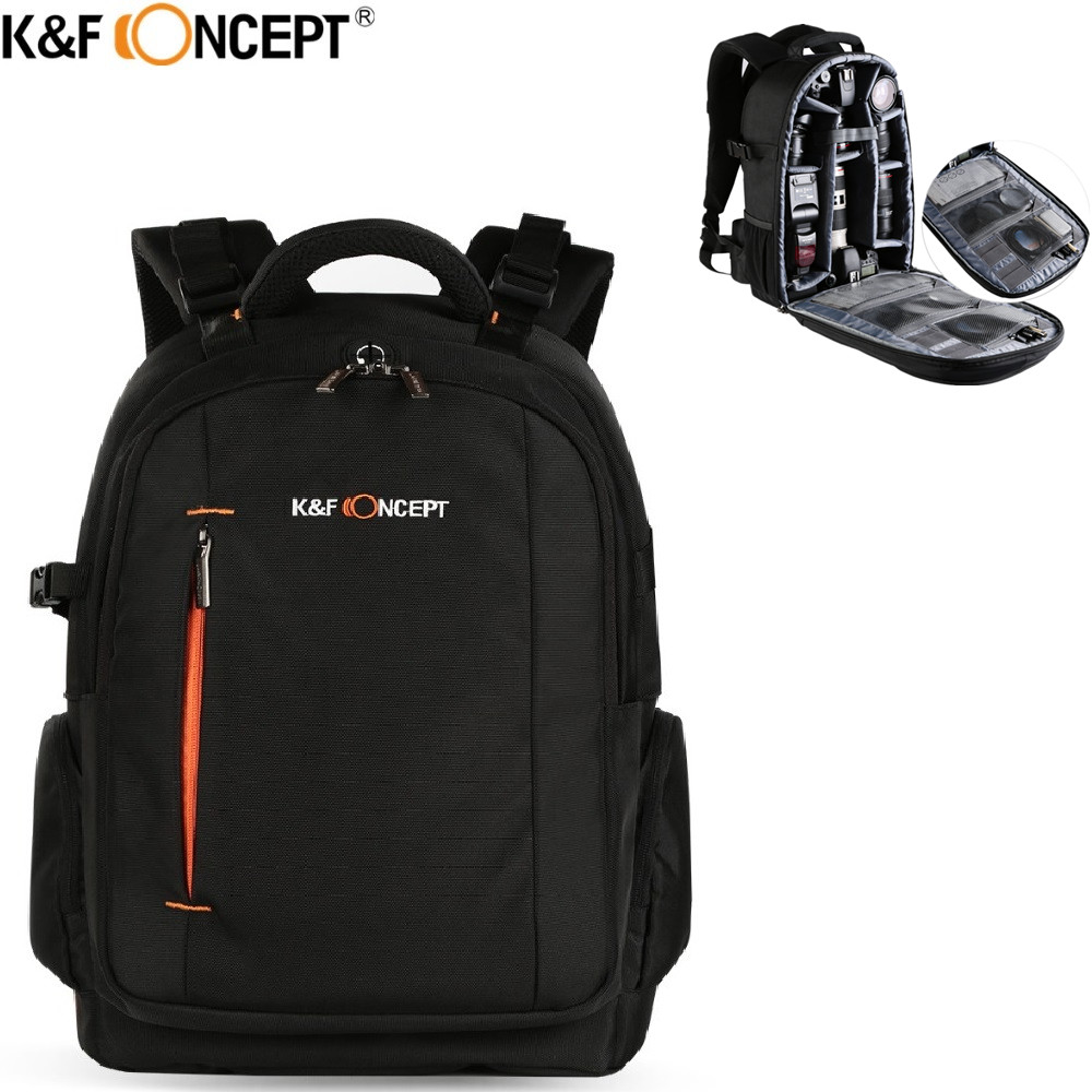 K&F CONCEPT Waterproof Camera Backpack Multi-functional DSLR SLR Camera/Video Bag hold 2 Cameras+Lenses+Accessories for Travel