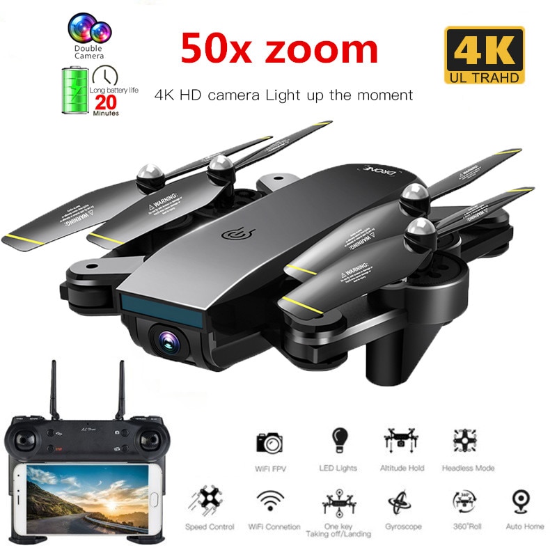 Best WIFI FPV Drone With 4K 1080P Wide Angle HD Camera 50x zoom Hight Hold Mode Fly 20Mins RC Foldable Quadcopter Dron