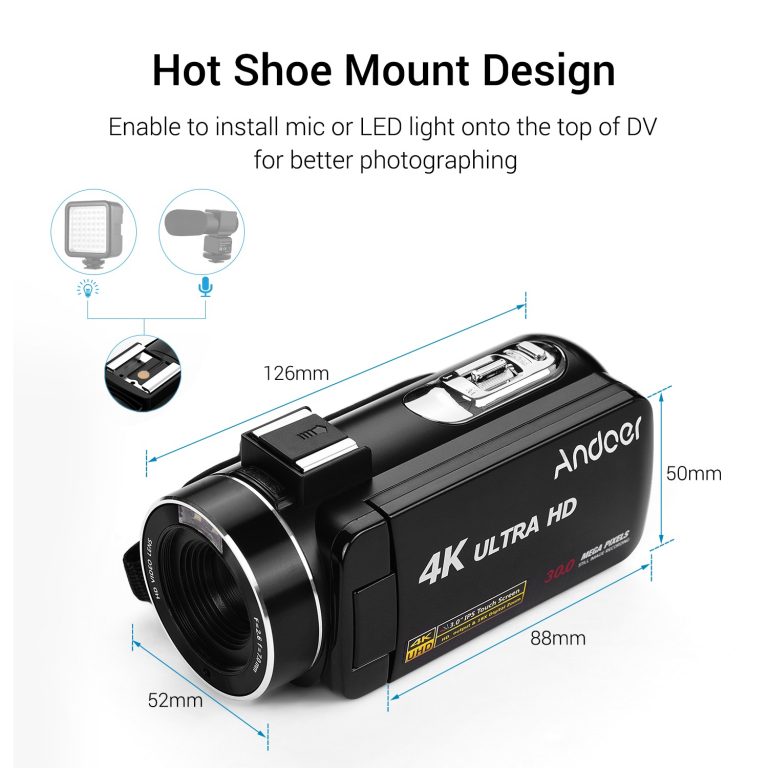 Andoer 4K Ultra HD Handheld DV Professional Digital Video Camera CMOS Sensor Camcorder with Hot Shoe for Mounting Microphone 4 Ultra HD Handheld DV Professional Digital Video Camera CMOS Sensor