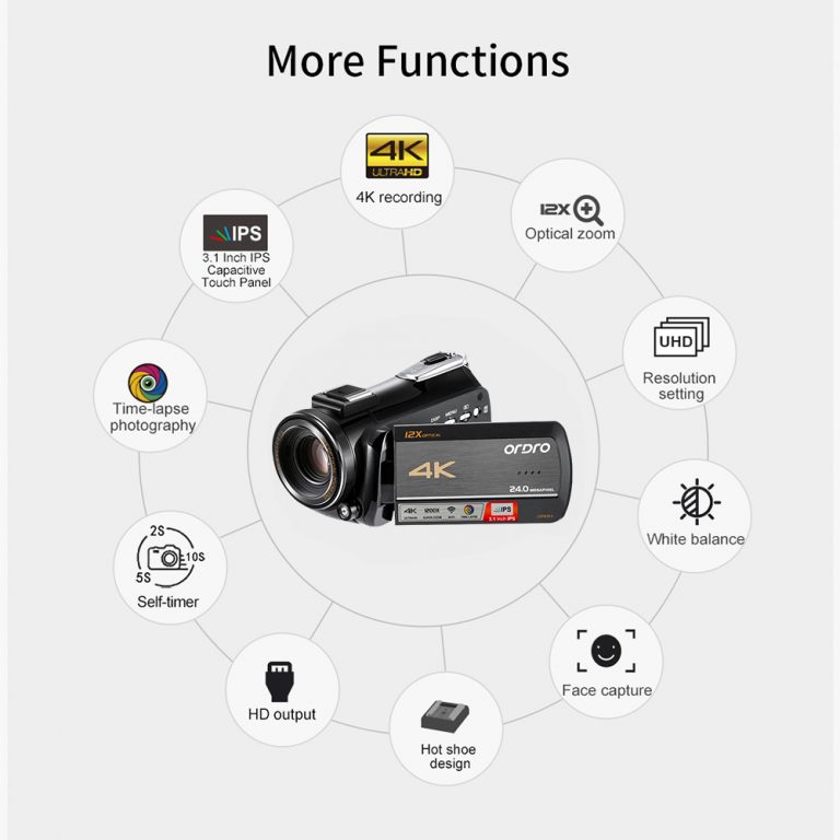 ORDRO 4K WiFi Digital Video Camera Camcorder Recorder DV 24MP