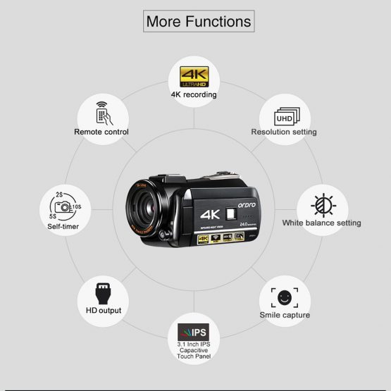 ORDRO AC3 4K WiFi Digital Video Camera Camcorder - Image 4