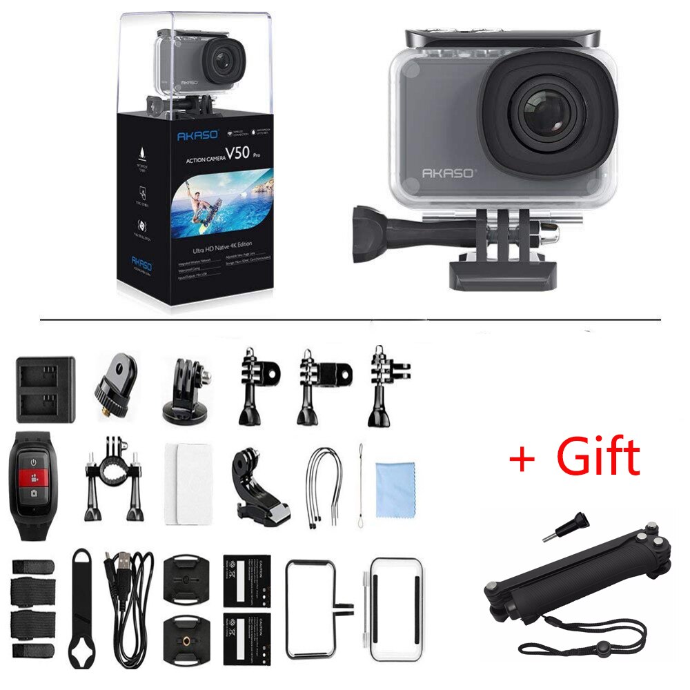AKASO V50 Pro Native 4K/30fps 20MP WiFi Digital Action Camera EIS 30M waterproof Sport go Helmet pro sport cam+Gift Selfie Stick