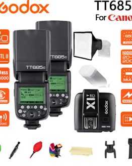 2pcs Godox TT685 TT685C 2.4G Wireless TTL High-speed sync 1/8000s GN60 Flash Speedlite + X1T-C Transmitter for Canon DSLR Camera