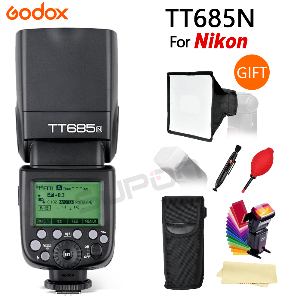 Godox TT685N TT685 2.4G Wireless HSS 1/8000s i-TTL Camera Flash Speedlite +15*17 cm softbox+ Color filter for Nikon DSLR Cameras