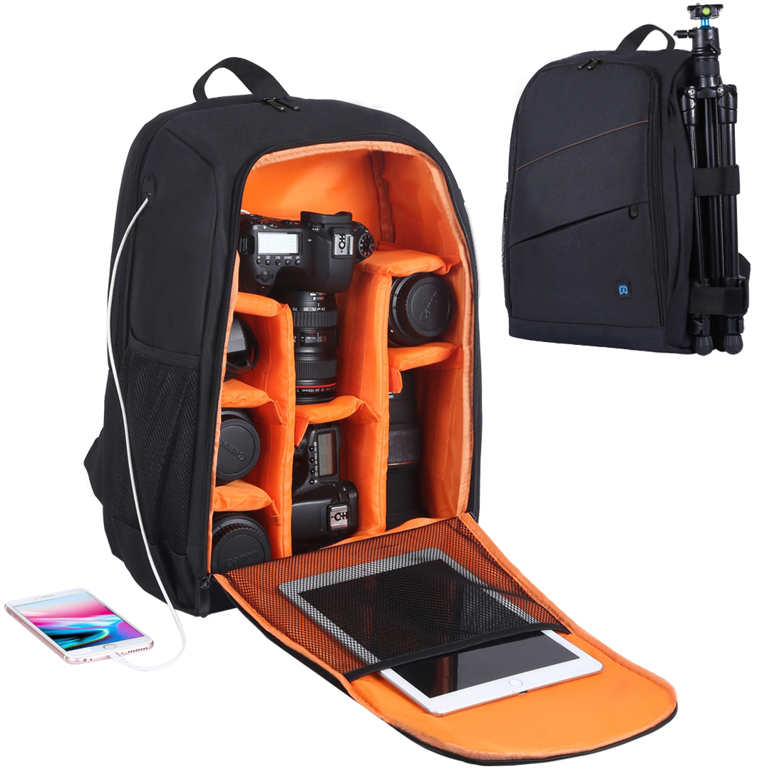 Camera Backpack Waterproof Shockproof Bag with Rain Cover for DSLR SLR Cameras Lenses Laptop Tablet Photography Accessories