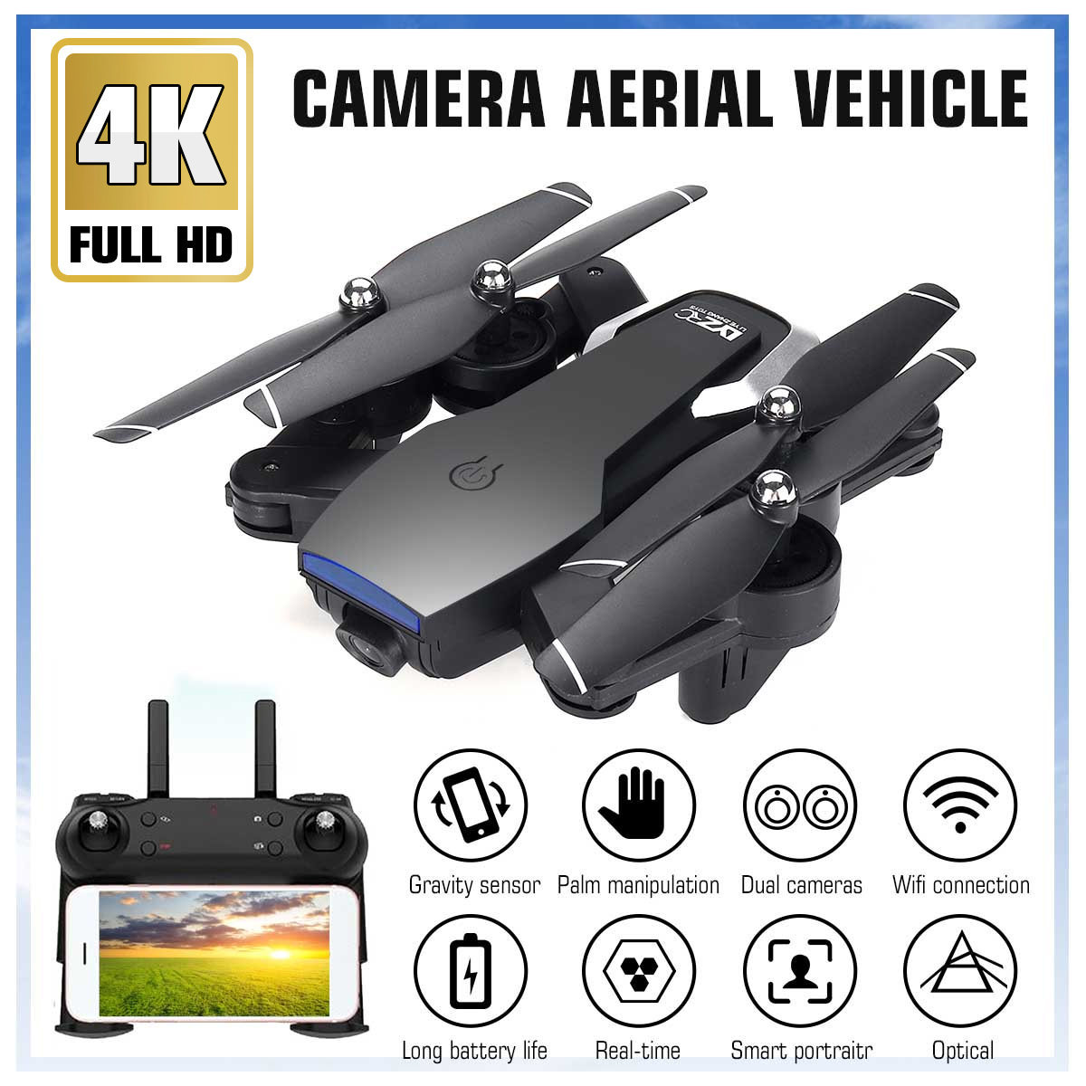 2.4G L107 1080P Dual Wifi Cameras Drone 120M RC Drone GPS Full Wide-Angle Camera APP RC Camera Drone GPS