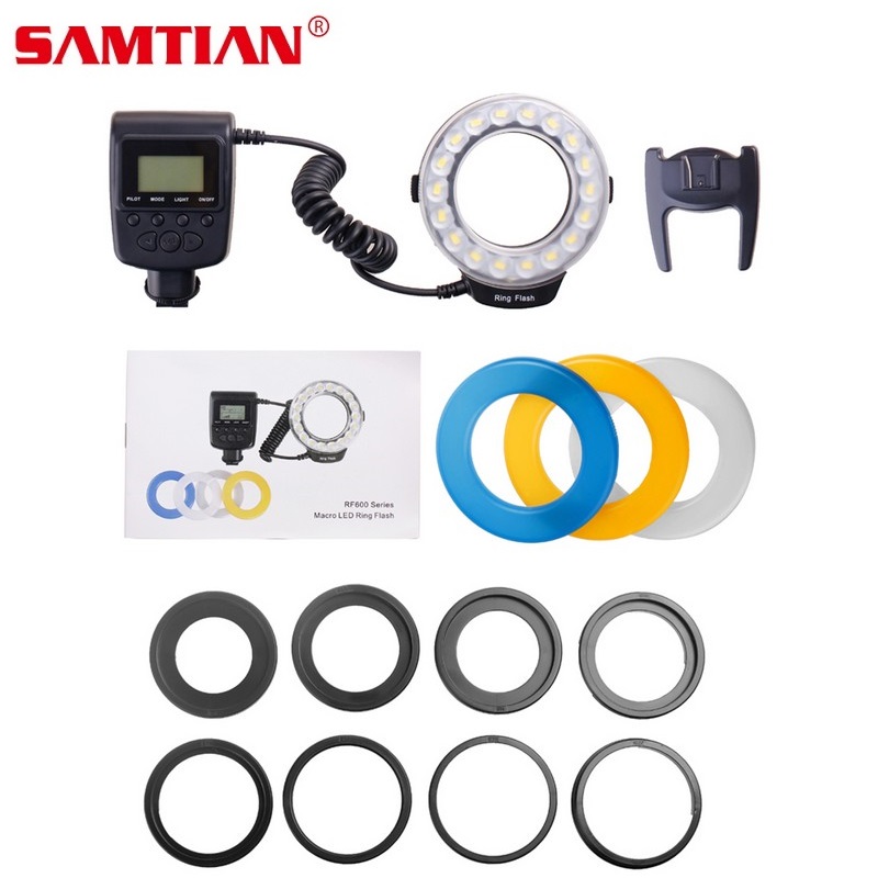 SAMTIAN RF-600D Led Macro Flash LED Ring Speedlight For Canon Nikon Olympus Sony DSLR Cameras