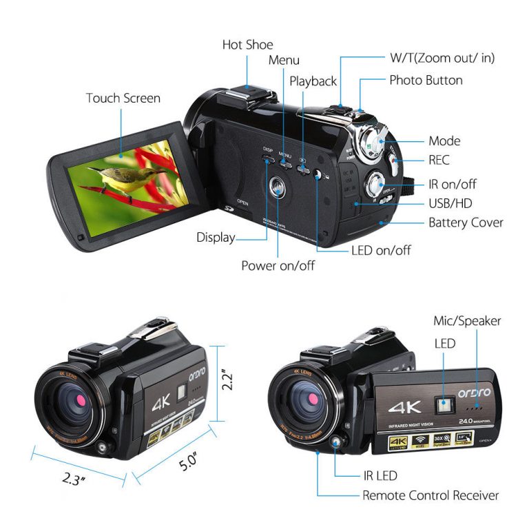 ORDRO Updated AC3 4K Hot Shoe WIFI Digital Camera HDMI 24MP Infrared Night Vision Video Recording Camcorder 3" Touch Screen 3 AC3 4K Hot Shoe WIFI Digital Camera β High-Resolution Imaging & Versatile Video Recording
