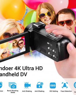 Andoer 4K Ultra HD Handheld DV Professional Digital Video Camera CMOS Sensor Camcorder with Hot Shoe for Mounting Microphone