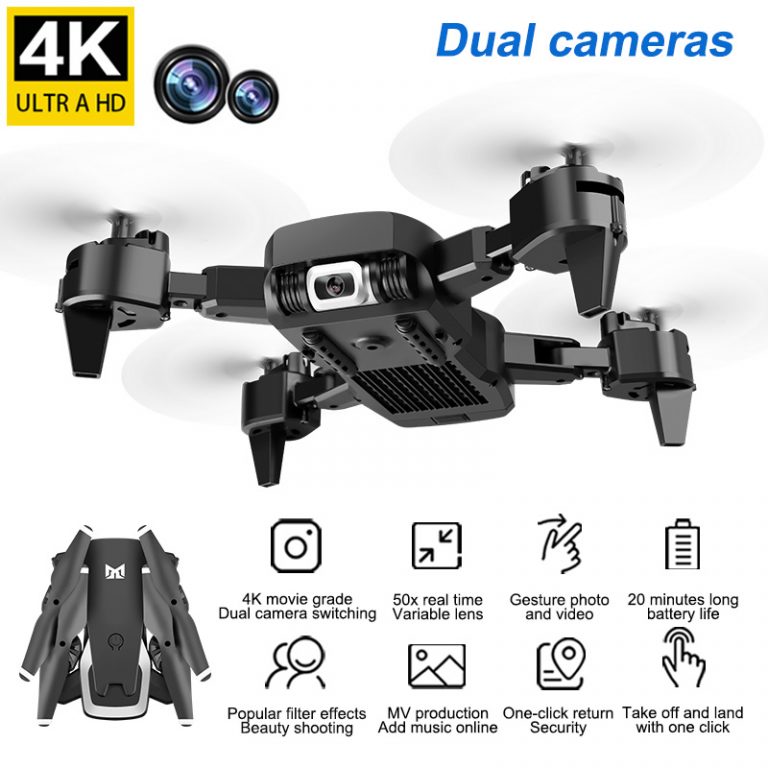 Foldable Professional Drone with Camera 4K HD WiFi FPV Video Live Wide Angle Optical Flow RC Quadcopter Helicopter Toy