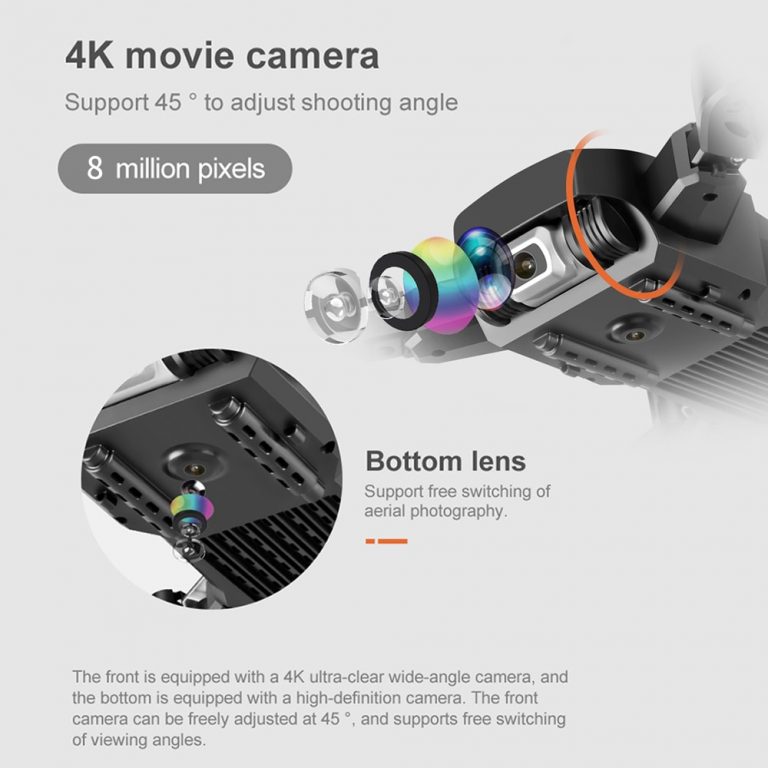 4K HD Wide Angle Camera 1080P WiFi FPV Drone Dual Camera