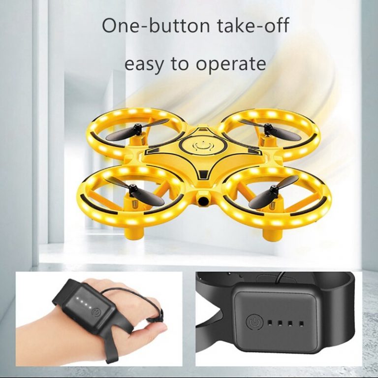 2.4G Gravity Sensor Infrared Induction Hand Watch Controlled Altitude Hold Drone,Yellow 4 Hand Watch Controlled Altitude Hold Drone
