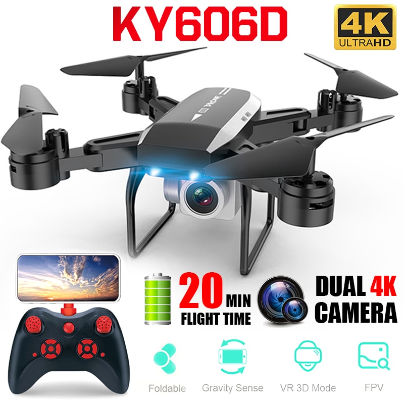 New professional KY606D RC Foldable Drone 4k Quadcopter long fly time fpv Helicopter With 4K HD Wifi Camera Dron VS ky601s drone