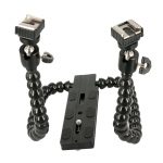 Retail Flexible Arm Support Flip Flash Stand macro stand mount double head flash base with 1/4 inch Screw for Canon MT-24EX trip
