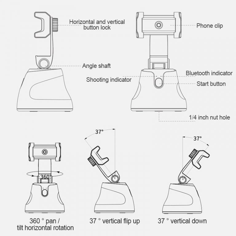 360° Rotation Selfie Shooting Smartphone Selfie Stick Smart Gimbal