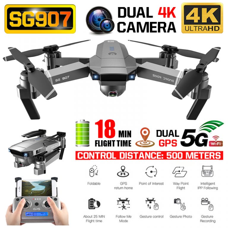 SG907 Drone 4k Camera X50 ZOOM Wide Anti-shake 5G WIFI FPV Gesture photo GPS Professional Dron RC Helicopter Quadcopter Xmas