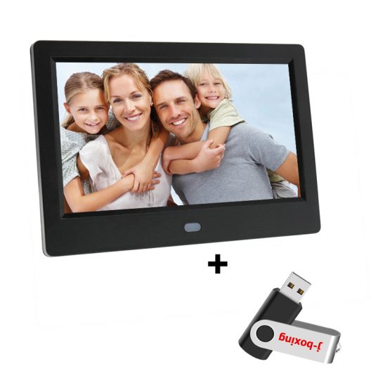 7 Inch HD Digital Photo Frame 1024x600 HD Ultra-Thin Electronic Photo Album LCD Photo Frame with 32GB USB Flash Drive Black