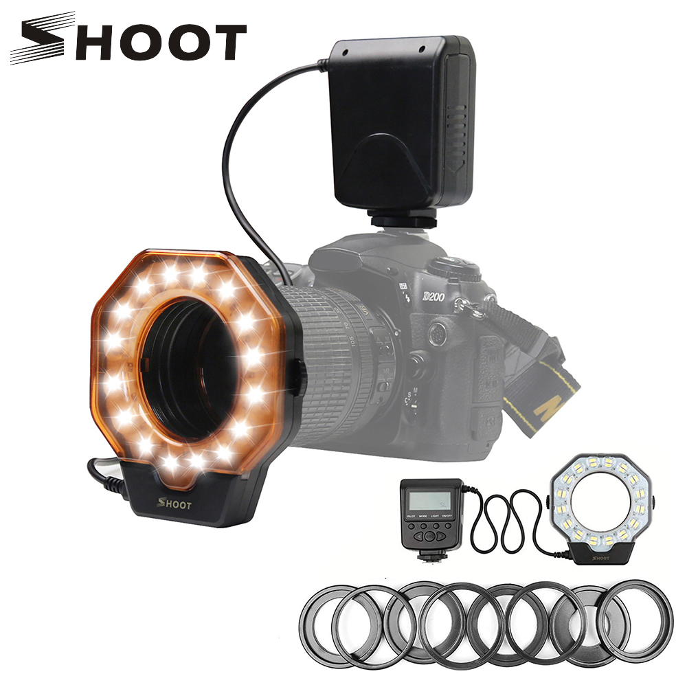 SHOOT XT-103C Macro LED Ring Flash Light Speedlight for Canon 6D 7D Nikon D750 Sony Hotshoe Olympus Panasonic Pentax DSLR Camera