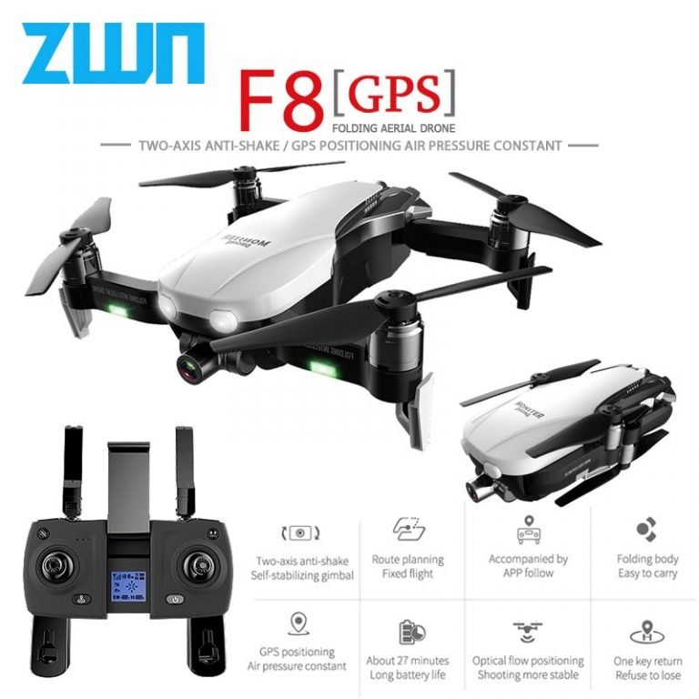 ZWN F8 GPS RC Drone with Two-axis anti-shake Self-stabilizing gimbal Dual Camera Gesture Control 5G Wifi FPV Brushless Motor