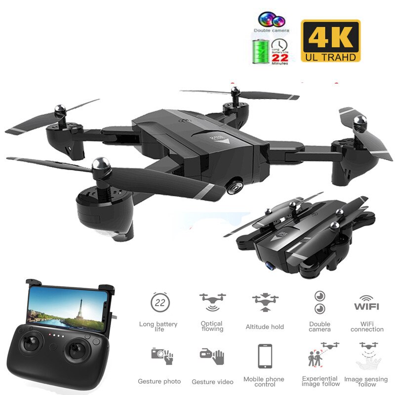 Best Foldable Professional Drone with Dual Camera 720P 4K Selfie WiFi FPV Wide Angle Optical Flow RC Quadcopter Helicopter