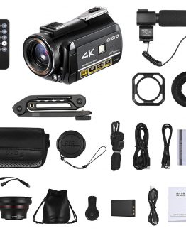ORDRO AC3 4K WiFi Digital Video Camera Camcorder 24MP 3.1 Inch IPS 0.39X Wide Angle Len+Microphone+Len Hood + Camera Holder