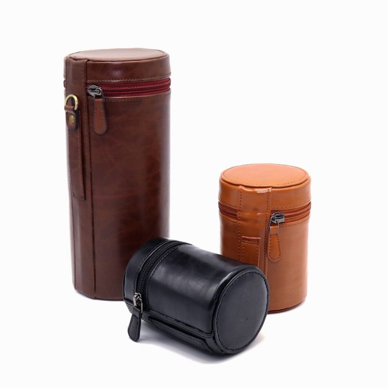 Protective Camera Lens Case Bag Cover for Canon Nikon Sony Fuji Pentax Panasonic DSLR Universal Camera Lenses PU Leather Pouch