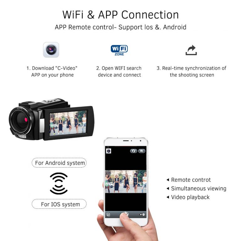 ORDRO Video Camera 4K WiFi Digital Camcorder DV 30MP 16X