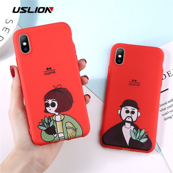 USLION Leon Uncle Girl Phone Case For iPhone 11 7 8 Plus X XR XS Max Cartoon Cool Cases For iPhone 6 6S Plus Soft Silicon Cover 1 USLION Leon Uncle Girl Phone Case For iPhone 11