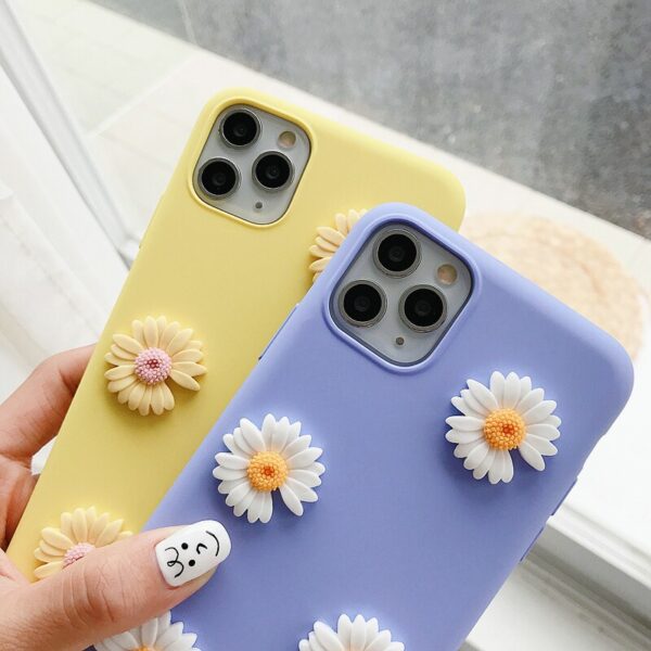Korea ins Cute 3D Daisy Soft Phone Case For iphone X XR XS 11 Pro MAX 6S 7 8 plus + for samsung S10 e S9 S8 Note 10 9 3 Korea ins Cute 3D Daisy Soft Phone Case For iphone X