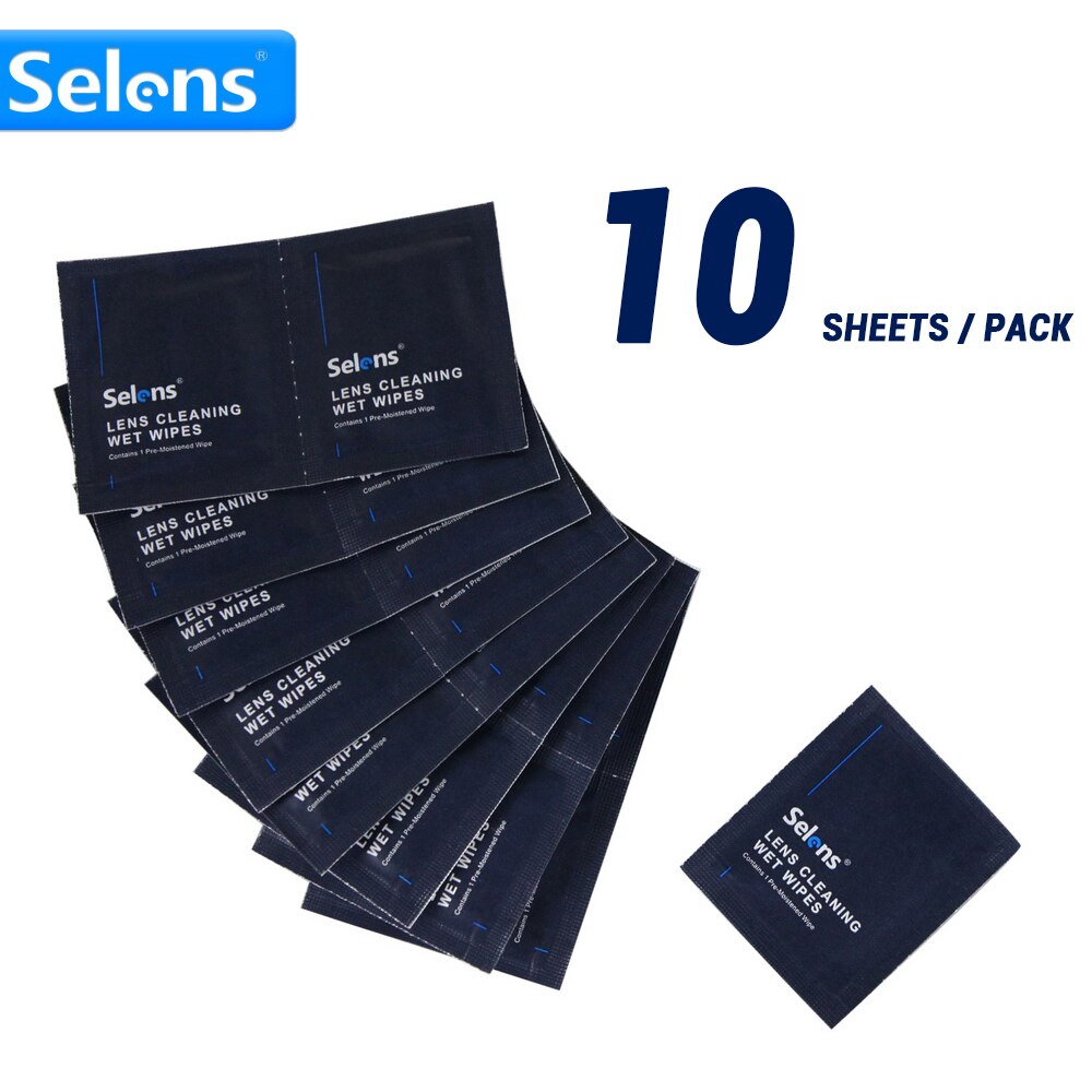 Selens 10 Sheets/Pack Wet Wipes Pre-moistened Tissue for Camera Lens Filter Glasses LCD Monitor Tablet Cleaning Professional