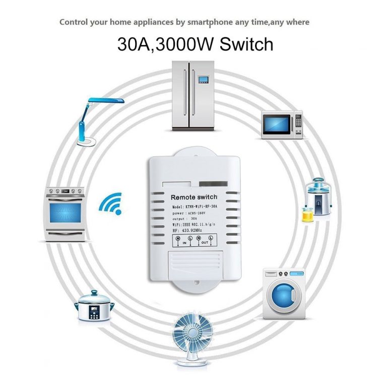 30A High Power Wifi Relay Switch Receiver 110V - 220V Smart Home