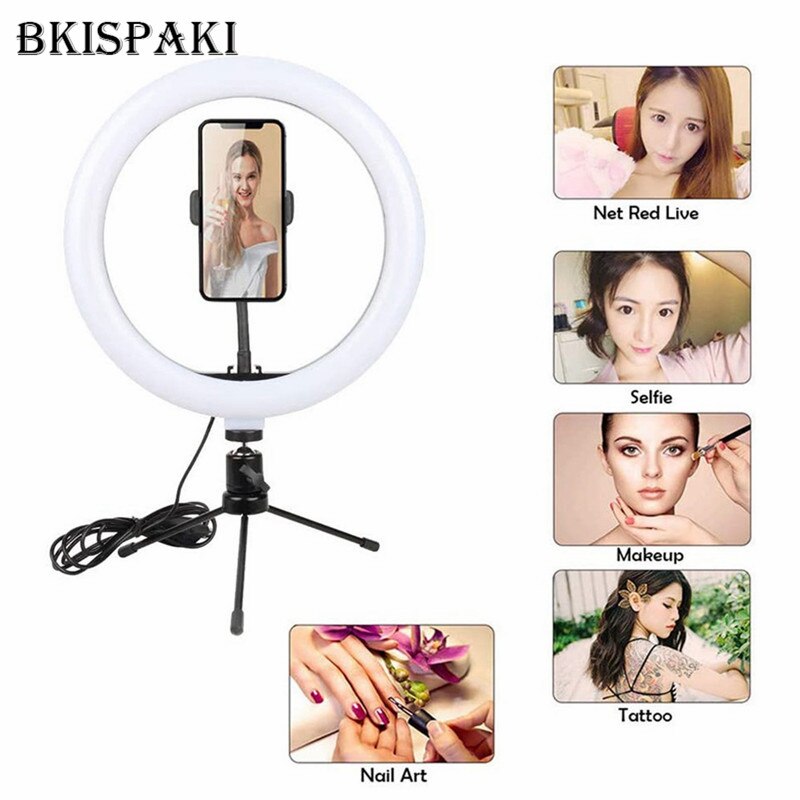 10" LED ring light 26cm Photography Lighting Dimmable Selfie Bluetooth remote lamp with tripod for makeup Youtube Tiktok Video