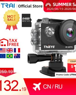 ThiEYE Action Camera 4K 60fps T5 Pro Underwater 60M Waterproof WiFi 2.0" Ultra HD Sport Cam Touch Screen Video Sports Camera
