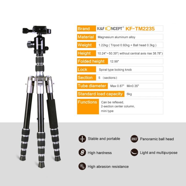 Lightweight Camera Tripod of Flexible Aluminum with 2-section