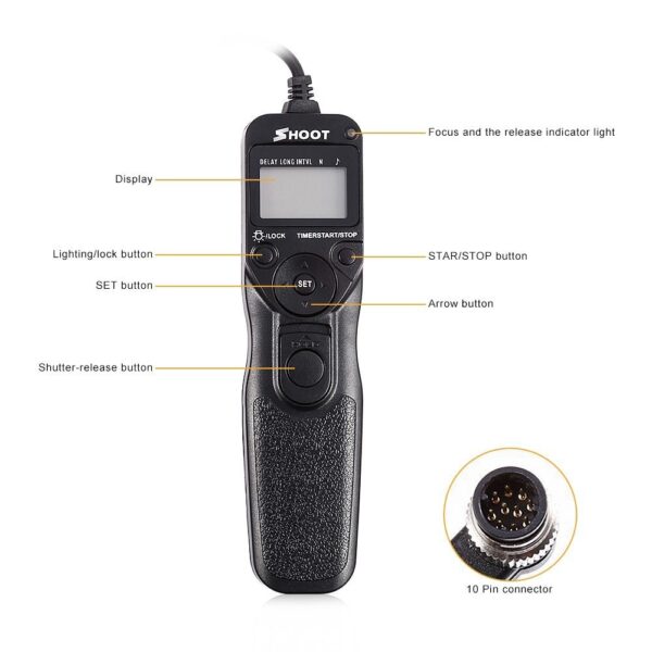 SHOOT MC-30 LCD Timer Remote Control for Nikon DSLR Cameras