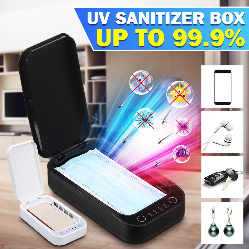 UV Disinfection Box Sanitizer Charger Prevent Flu For iPhone/Samsung Mobile Phone Headphones Mask Sterilizer Kill 99.9% Viruses