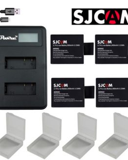 4x Sj 4000 Battery + LCD Dual Charger for SJCAM 4000 wifi sj 7000 SJ4000 SJ5000 Sj6000 Sj7000 Sj8000 Sj9000 M10 EKEN 4k wi fi
