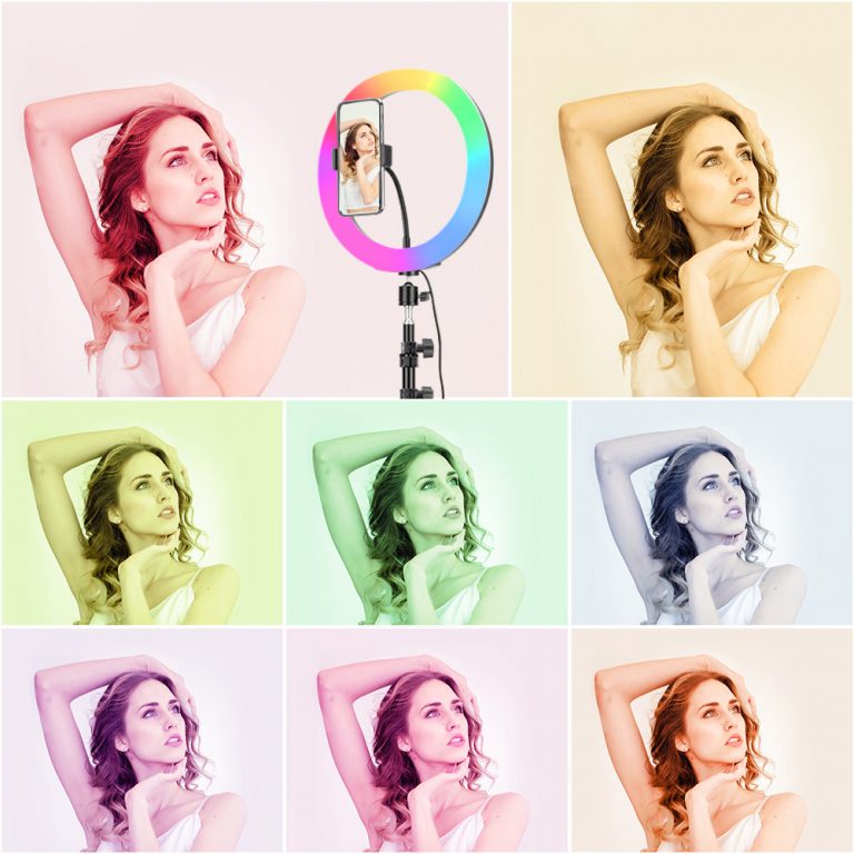 Content Creation with the BKispaki 10-inch RGB LED Selfie Ring Light: Perfect for Vibrant Video, Stunning Portraits, and Dynamic TikTok Moments