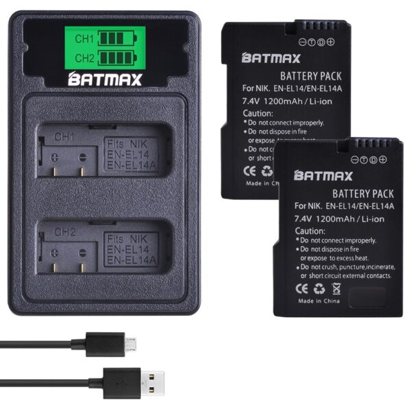 EN-EL14 EN-EL14a Battery+LCD Dual Charger with Type C Port for Nikon P7800,P7700,P7100,P7000,D5600,D5500,D5300,D5200,D5100,D3200 EN-EL14 EN-EL14a Battery+LCD Dual Charger with Type C Port for Nikon P7800,P7700,P7100,P7000,D5600,D5500,D5300,D5200,D5100,D3200