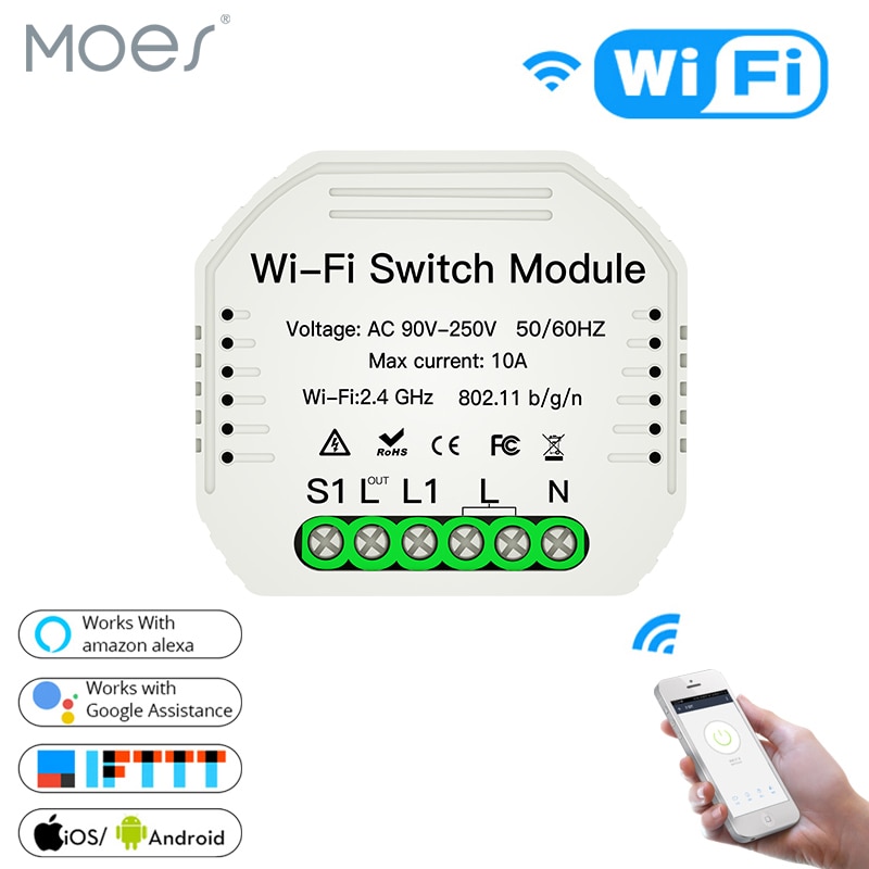 2 Way DiY WiFi Smart Light Switch Relay Module Smart Home Smart Life/Tuya APP Remote Control Work With Alexa Echo Google Home